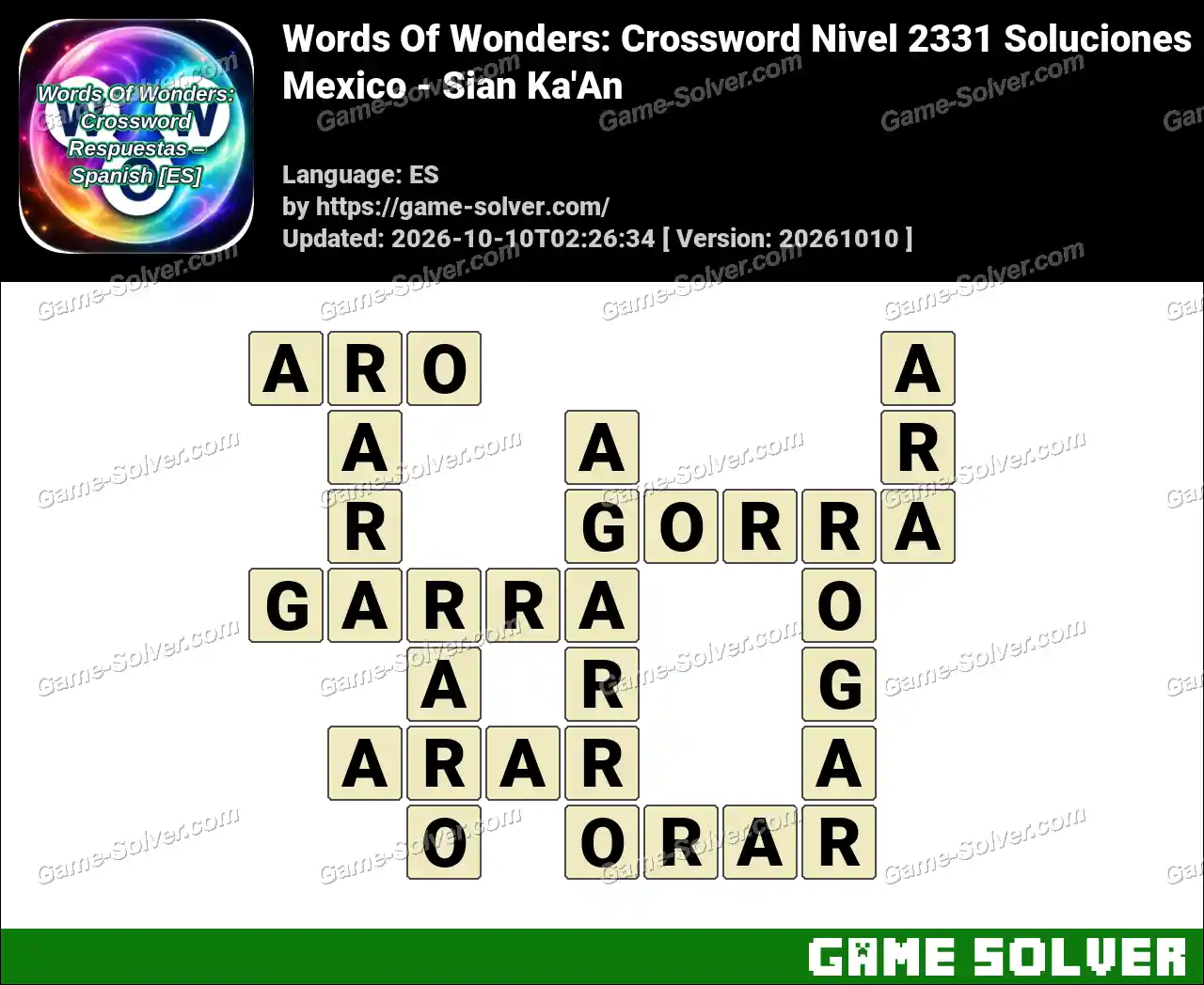 Words Of Wonders: Crossword Nivel 2331 Soluciones – Mexico – Sian Ka’An